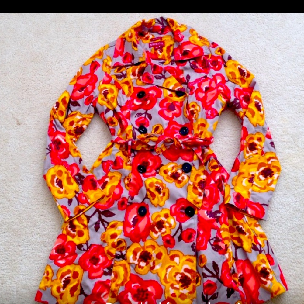 Floral trench coat